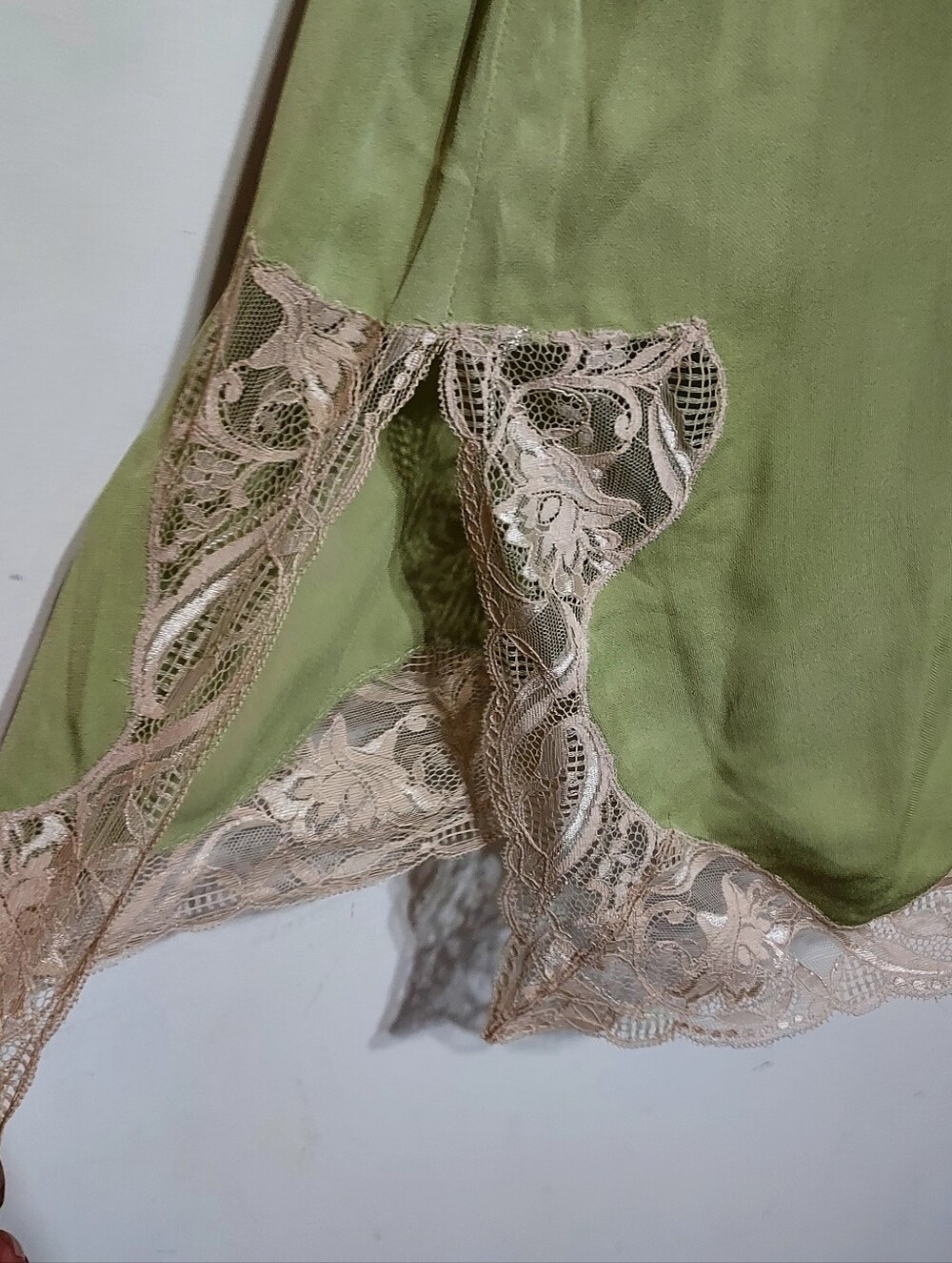 Zara Zw Collec Lace-Trim Slip Dress - Sage Green Midi Feminine Casual Dress Sz-L - Picture 3 of 15